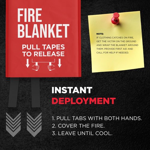Swiss Safe Fireproof Blanket (2 Pack) - Home & Outdoor Emergency Fire Blankets for Kitchen Fires