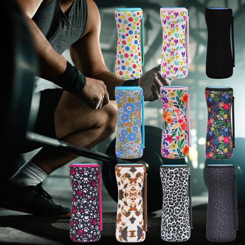 SLEILIN 22oz Cute Printed Sleeve Compatible With Cirkul Water Bottle For Plastic And Stainless Steel Bottles 22oz Neoprene Sweat-Wicking Material Insulated Cover Designed With Handles (Pink Flower)