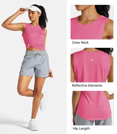Willit Women's Workout Tank Tops Sleeveless Running Yoga Athletic Tops Loose Fit Quick Dry Active Shirts Gym Exercise Rose Red XS
