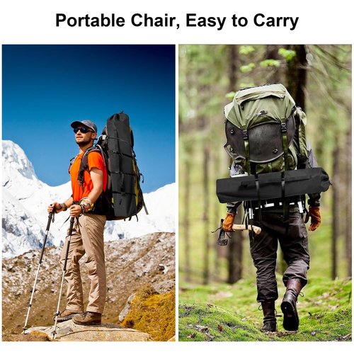SAILARY 2PCS Folding Camping Collapsible Chairs Heavy Duty Lawn Chair with Cooler Bag, Storage Pocket, Waterproof Bag Outdoor Arm Chair, Supports 225LBS, Black