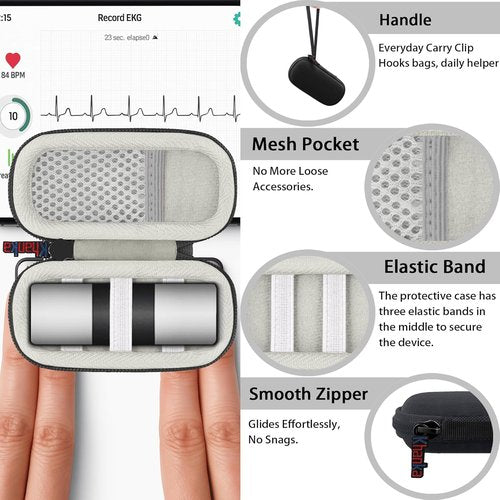 khanka Hard Case for AliveCor KardiaMobile ECG Monitor, Fits KardiaMobile 6L/6L Max, 6-Lead Personal EKG Device, Portable Heart Monitor Storage Case（Gray）