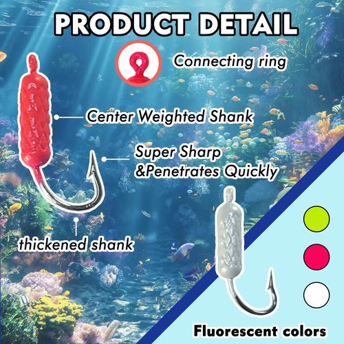Eupheng UV Glow in Dark Yellowtail Snapper Jigs, 15PCS 1/4oz, 1/8oz, 1/16oz Weighted Jig Head with Stainless Steel Hook Yellowtail jig Hook for Saltwater and Freshwater Fishing