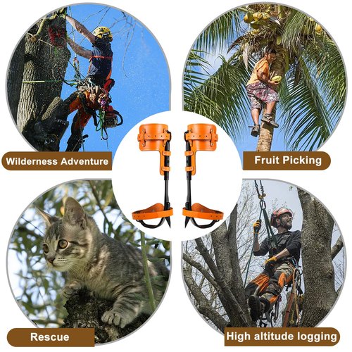 Tree Climbing Spikes,Upgrade Leather Tree Climbing Gear Set,Adjustable Tree Climbing Gear with Cattle Hide Leggings Straps,Tree Climbing Kit for Climbing Trees, Picking Fruit,Tree Trimming,Hunting