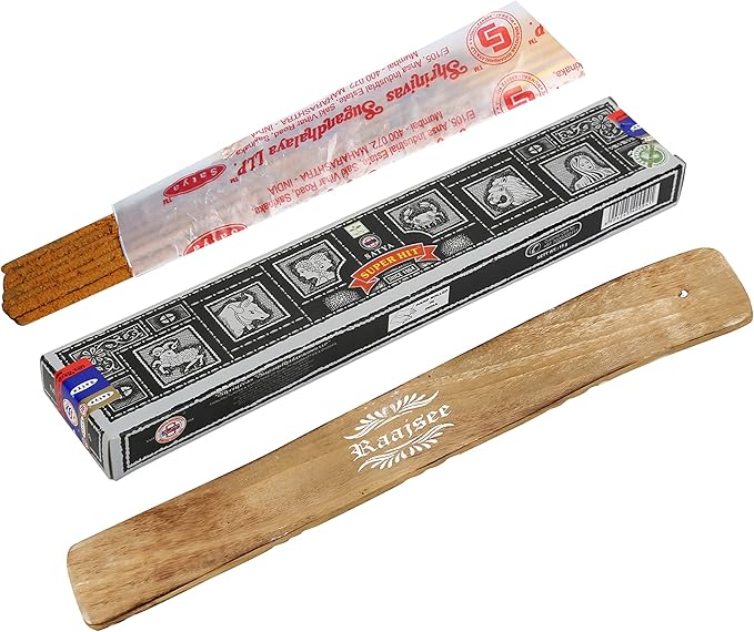 Satya Super Hit Incense Sticks, Satya sai Baba Insenses 15gmx3 (45 gm) Pack with Raajsee Incense Holder Bundle, Satya Nag Champa Natural Incense
