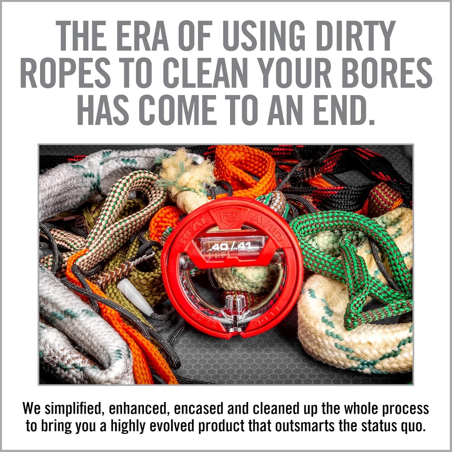 Real Avid Bore Boss Gun Cleaning System - Rapid Pull Through Barrel & Bore Cleaning Cable with Integrated Brush & Mop - Choose Style Below