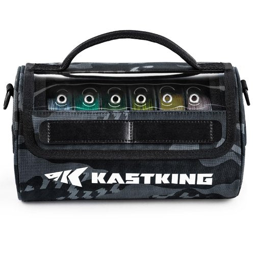 KastKing BaitSpace Line Management Bag, Fishing Line Storage Bag with Water Resistant Nylon, Clear View Window, Removable Divider for Up to 10 Spools, Tangle-free Leader Line Holder