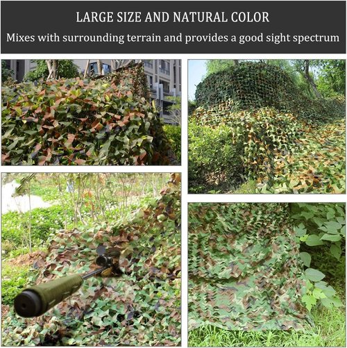 DUNCHATY Camo Netting, Camouflage Mesh Netting for Hunting Blinds, Woodland Mesh Perfect Camonetting for Camping Shooting Hunting, Military Theme Party Decoration Sun Shade Outdoor