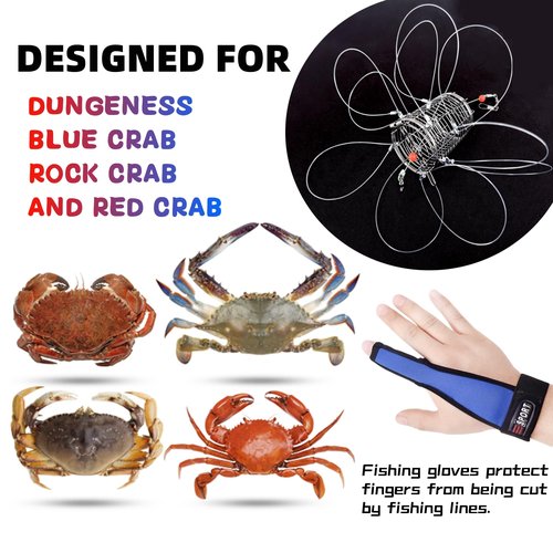 SIWRDTG Crab Trap, Stainless Steel Cylindrical Crab Snare for Dungeness, Rock and Blue Crab