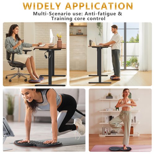 WALKINGDESK Anti Fatigue Balance Board Standing Desk Mat Office, Wooden Wobble Board Comfort Floor Mat to Relieve Foot, Knee, Back Pain, Rocker Board, Standing Desk Accessories, Black