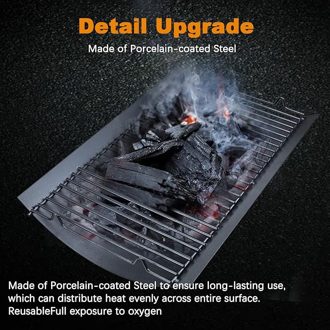 Uniflasy 27 Inches Ash Pan Replacement for Chargriller 1224, 1324, 2121, 2222, 2727, 2828, 2929 Charcoal Grills, Charbroil Replacement Part 17302056 Grill Grates with 2pcs Fire Grate Hanger