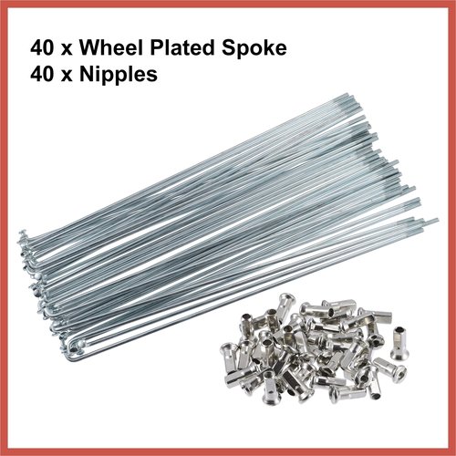 ACROPIX 40pcs Bicycle Carbon Steel Spokes 12G Bike Spoke 210mm Length with Nipples for Most Bicycle Silver Tone Car Parts