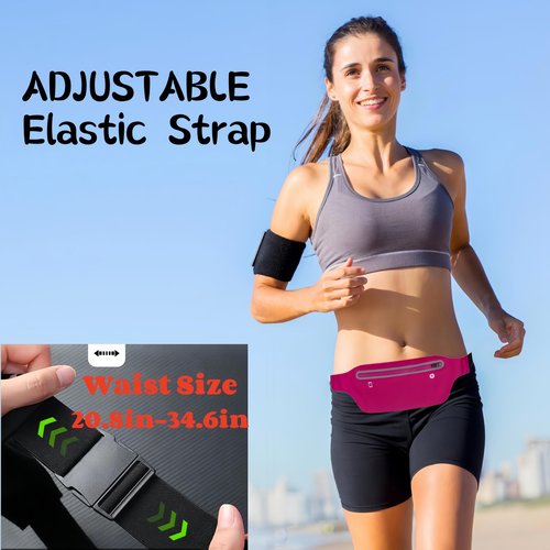 YITORMAN Slim Running Belt,Running Waist Packs,iPhone Running Belt,Money Belt for Running Workout Jogging,Walking,Travel Money Belt Running Gift Gear Accessories(Black) (Rose)