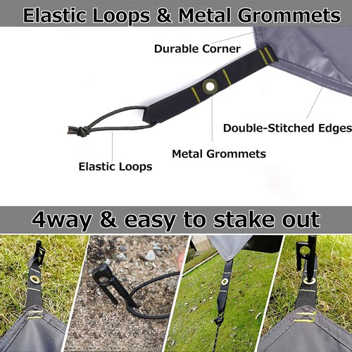 Farfly Waterproof Camping Tarp, Tent Footprint, Heavy Duty Tent Floor Saver, Octagon Ground Sheet Mat, Grey 151x151in