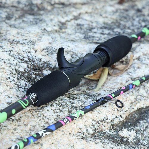 Sougayilang Fishing Rod, 2-Piece Fiber Glass Casting Rod with EVA Grip, Smooth Transition Fishing Pole- 6'0"