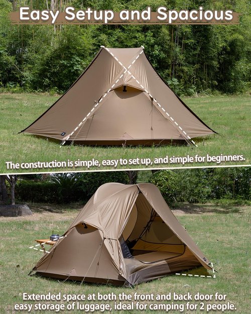 MC TOMOUNT Backpacking Tent Ultralight Nylon 2 Person Tent