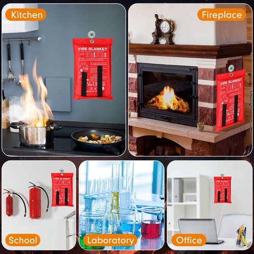 Moukeren 20 Pack Fire Blanket Fire Emergency Blankets for Home Kitchen, Survival Safety Flame Suppression Blanket Fiberglass Fireproof Blanket Flame Retardant Blanket for Fireplace Car Office Camping