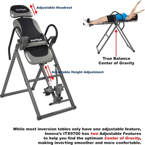 Innova ITX9900 Inversion Table with Air Lumbar Support, Black/Gray