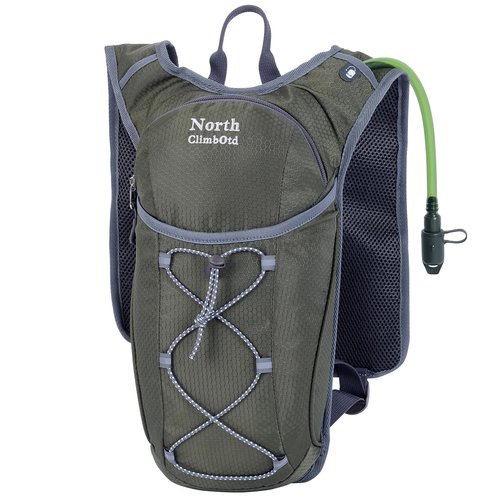 NorthClimbOtd Olive-Green Hydration Pack Backpack with 2L Water Bladder, Lightweight Insulated Running Water Backpack for Men and Women, for Hiking, Biking