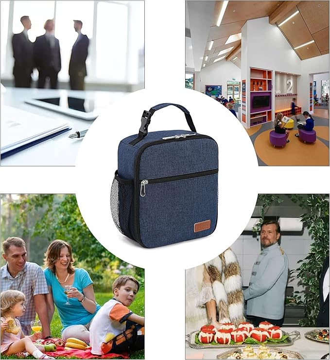 Femuar Lunch Box for Men Women Adults Small Lunch Bag for Office Work Picnic - Reusable Portable Lunchbox, Blue