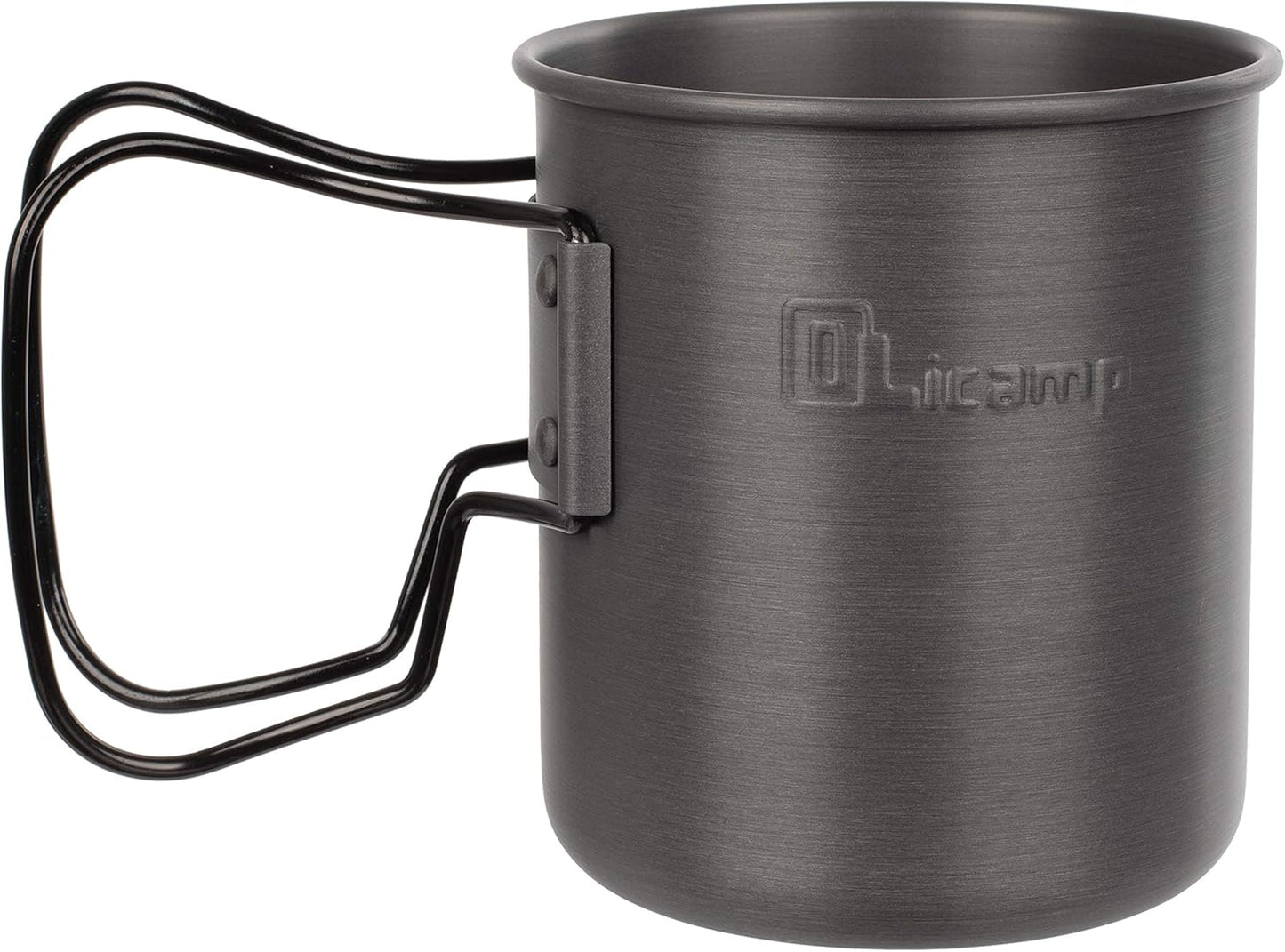 Olicamp Space Saver Camping Mug with Colored Grip, Nests Nalgene Bottle Inside, Lightweight and Compact, Perfect for Camping and Backpacking, Black