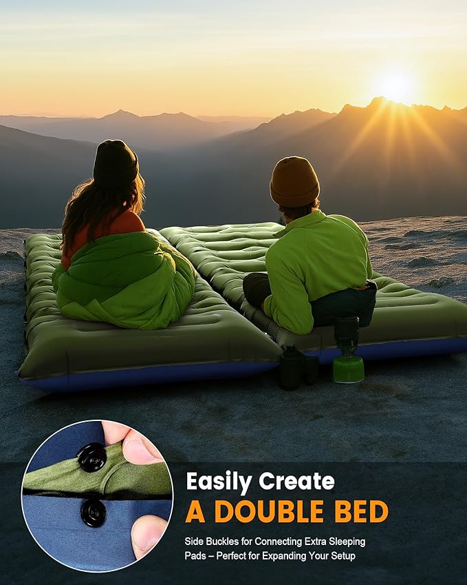 Camping Sleeping Pad,5.9 Inch Thick Camping Mat with Built in Pillow and Foot Pump,Self Inflating Sleeping Pad Ultralight for Camping Backpacking Tent（Green