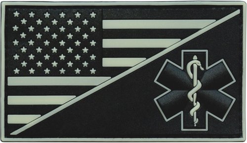 American Flag Medic PVC EMS Patch - Compatible with Velcro, Glow Dark