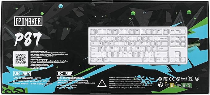 EPOMAKER P87 TKL Aluminum Wireless Gaming Keyboard, QMK/VIA Programmable, 87% Bluetooth/2.4Ghz/USB-C, with CNC Metal Knob and RGB Backlight (Khaki, Wisteria Tactile Switch)