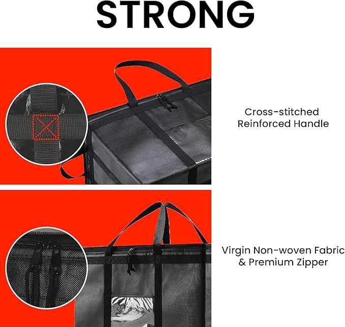 NZ home Insulated Cooler Bag and Food Warmer (3XL, 4 Pack) for Delivery & Grocery Shopping with Zippered Top, Black