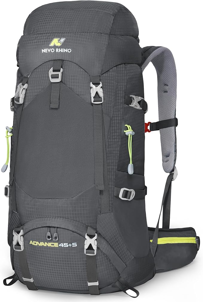 N NEVO RHINO Internal Frame Hiking Backpack 50/60/65/70/80L, Mountain Climbing Camping Backpack Daypack Waterproof Rain Cover