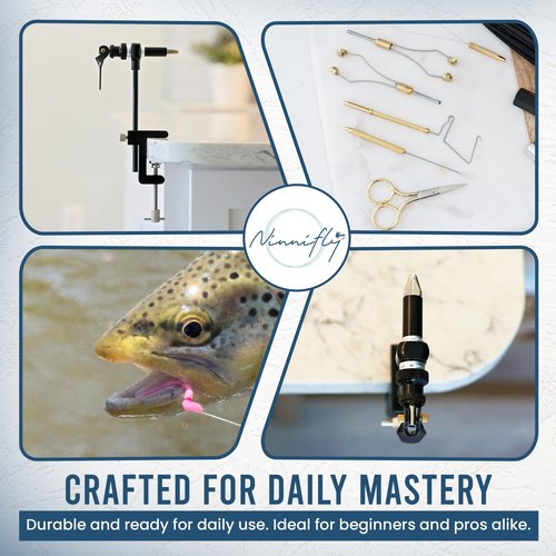 Fly Tying Kit & Rotary Fly Tying Vise for Beginners - 360° Fly Tying Vise Kit for Fishing | Complete Fly Fishing Tools Kit | Easy to Adjust Fly Tying Tools Kit for Fishing | Fly Fishing Accessories