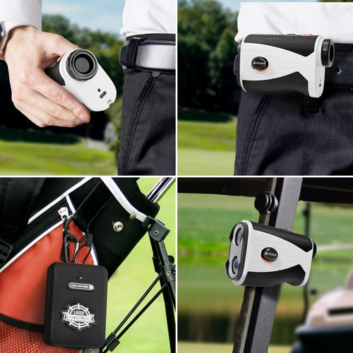 VISIOGEAR Golf Rangefinder with Slope, 1200 Yards Laser Range Finder for Golfer, 7X Magnification Range Finder Rechargeable Golf Accessories for Men, Flag Pole Locking Vibration, White & Black