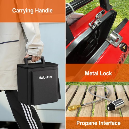 2-Burner Camping Stove Foldable, Portable Propane Camp Stove with 16000 BTU Adjustable Burners and Piezo Ignition, Folding Stove with Carry Bag & Handle for Camping, Tailgating, Backyard BBQ - Red