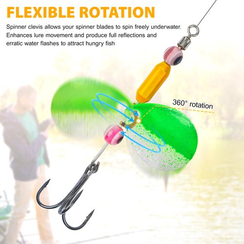 Fishing Spinner Clevis Kit,400pcs Easy Spin Spinner Clevis Quick Change Spinner Blades Clevis Folded Clevis for Lure Making Supplies Walleye Spinner Rig Crawler Harness Spinner Making Clevis