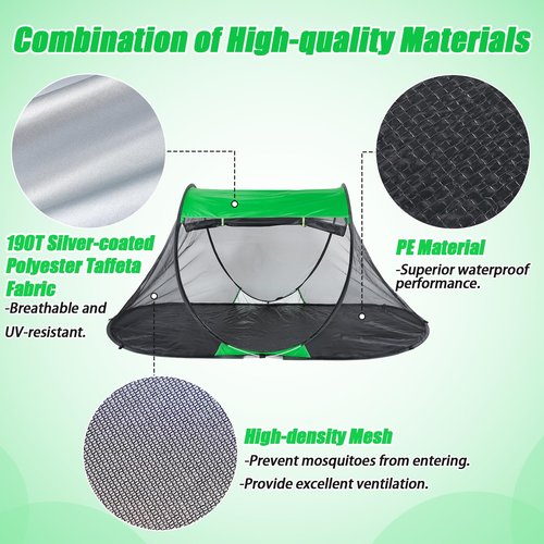 1 Person Pop-up Mosquito Tent for Camping - Breathable & Fine Mesh Camping Bug Screen Net with Carry Bag, 7.5ft Instant Portable Screen Tent for Adults Men Women Summer Hiking