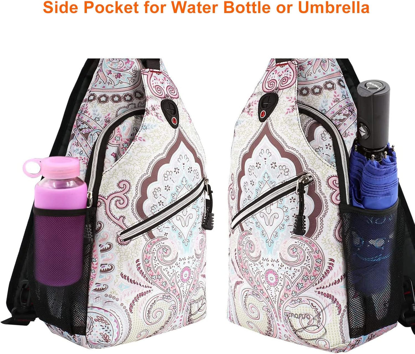 MOSISO Sling Backpack,Travel Hiking Daypack Pattern Rope Crossbody Shoulder Bag, National Style