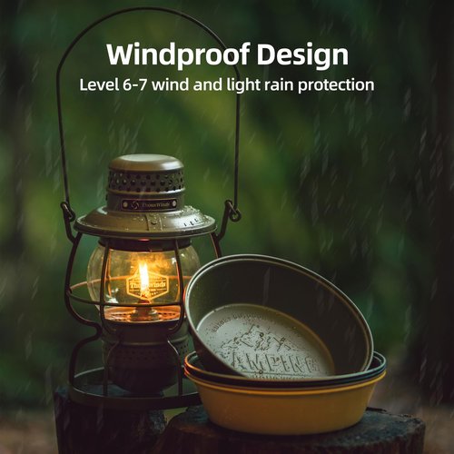 Thous Winds Outdoor Kerosene Fuel Lantern, Oil Burning Lamp -Railroad Khaki