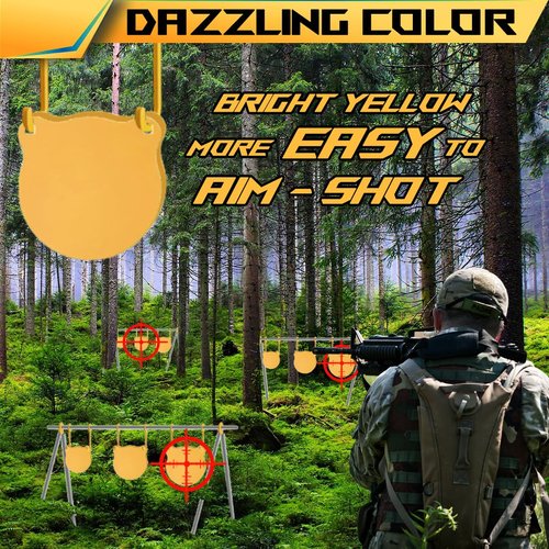 KNUOPYT Ar500 Steel Shooting Targets 3/8" Gong Targets Hanging Kit - Laser Cut Including 3 Pcs 4”/6”/8” 6 Pcs Hanging Hooks 4 Pcs Lock Pins 2 Pcs Leg Brackets Yellow (Yellow-Circular-kit)
