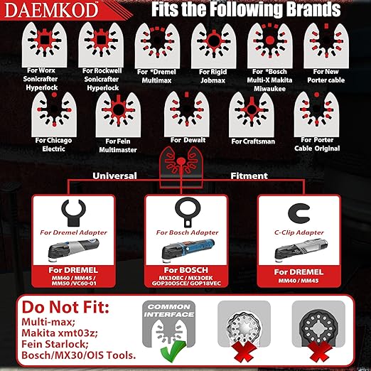50 Pack Bi-Metal Oscillating Saw Blades Metal Cutting, 34MM Multitool Blades for Hard Wood Plastic, Multi Tool Blades Kits Fit Dewalt Bosch Ryobi Milwaukee