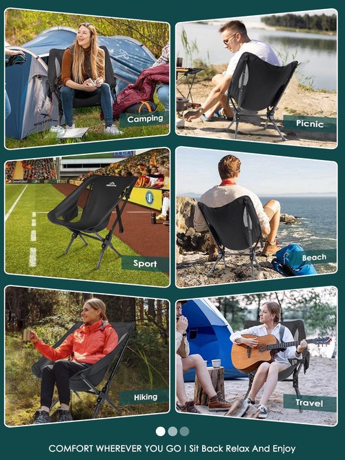 Portable Camping Chair,Folding Chair with Cup Holder and Storage Bag-Supports 330 Lbs,Light Weight Camping Chairs for Adults-Perfect for Outdoor Camp, Hiking, Travel, Beach,Sports and Picnic