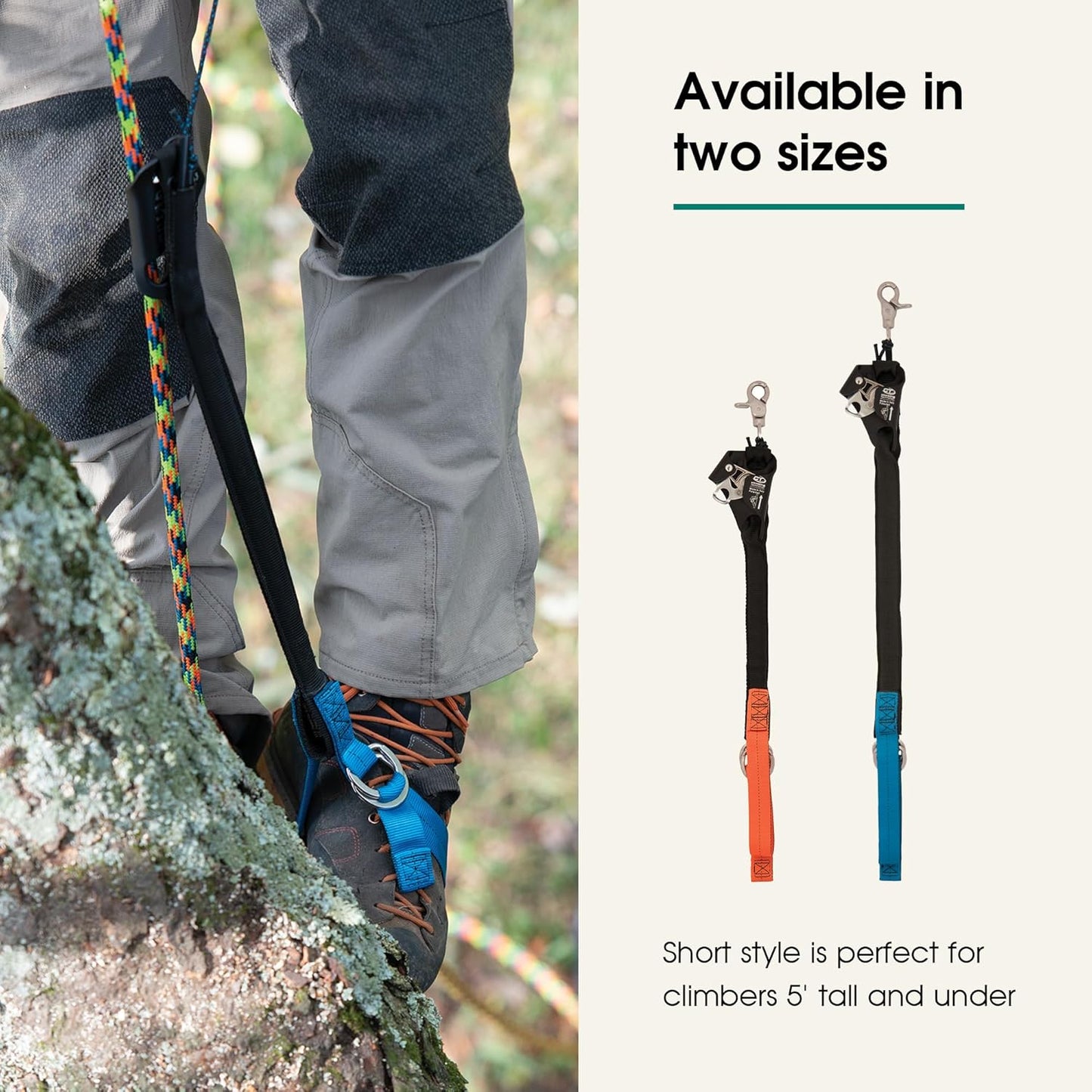 Weaver Arborist Nylon Foot Ascender Tree Climbing Sling, Short, HAAS Velox Rope Ascender System, Zero Setup, Durable Arborist Gear (Black/Orange)