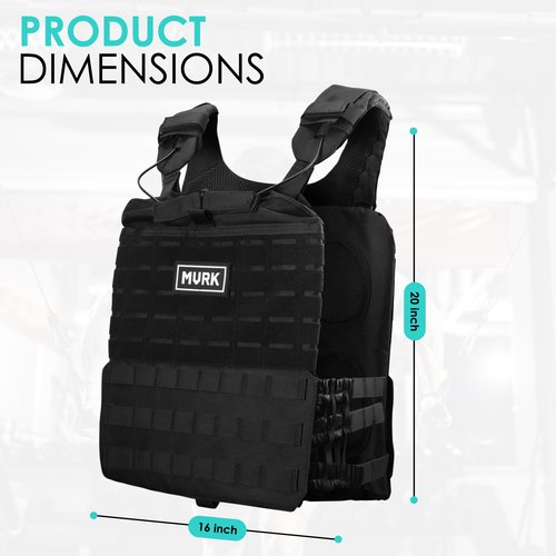 MVRK Adjustable Weighted Vest - Tactical MOLLE Fitness Training Vest with 3.75, 5.75, 8.75lbs. Plates - Adjustable & Slim Design for Running, Lifting, Hiking, Strength Training - Workout Equipment