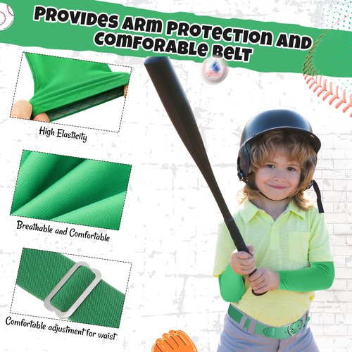 Tradder 1 Pair of Youth Softball Baseball Socks Baseball Belt and Arm Sleeve Combo for Men Boy Girl Football Sports Gift Set(Green)