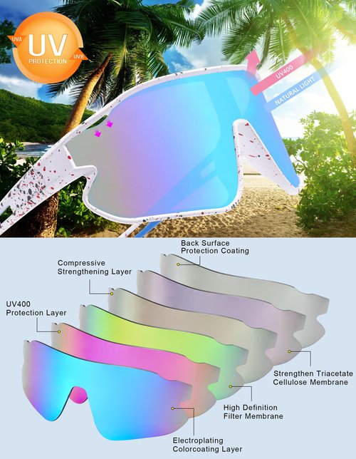 NICBOOY Youth Baseball Sunglasses 2 Pairs Boys Sunglasses, Baseball Cycling Shades Running UV400 Kids Sunglasses