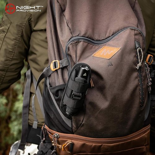 TH1 Tactical Flashlight Holster Duty Belt Pouch Open-end Stretchable Rotatable Clip 360 Degree Holder for Police Military Security Belt (Black)