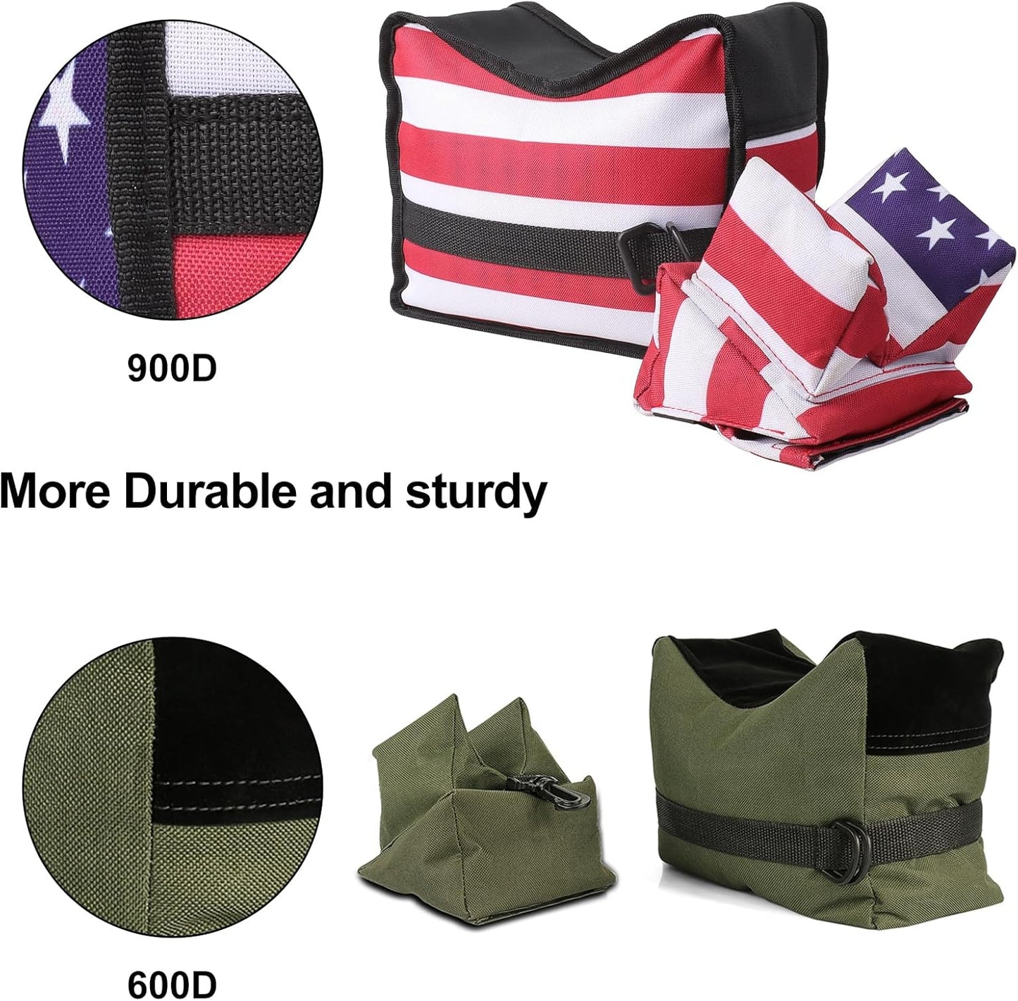 Twod Outdoor Shooting Rest Bags - Target Sports Bench Rest with Front & Rear Support SandBag Stand Holders for Gun Rifle Shooting Hunting Photography - Unfilled