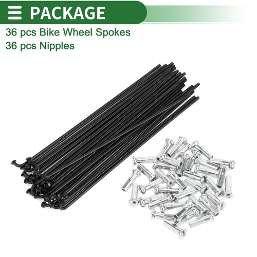 Motoforti Universal Bicycle Spokes Bike Wheel Spokes 14G 125mm Length Carbon Steel Black 1 Set