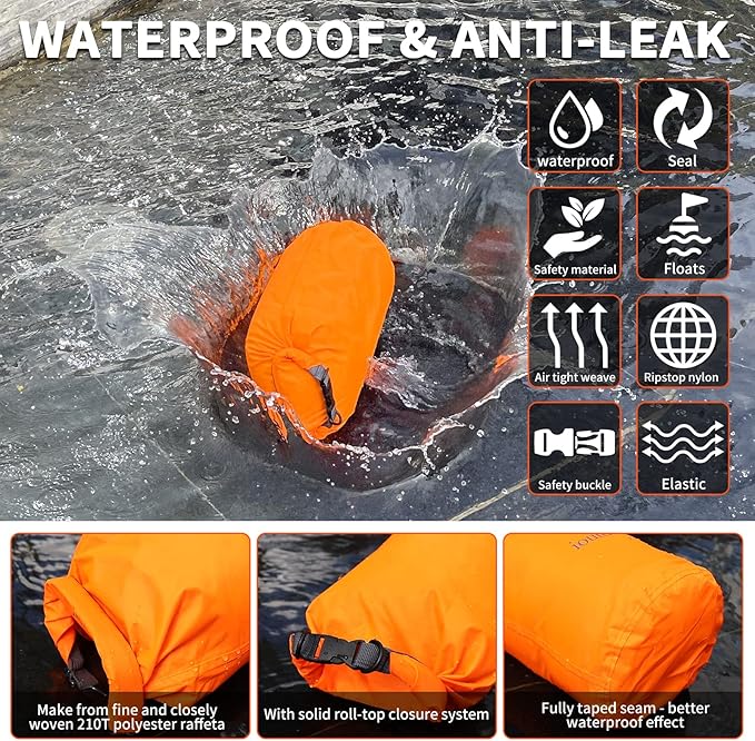 R2Depot Waterproof Dry Bag, 5L/10L/20L/40L/70L Dry Storage Bag for Kayaking, Gym, Hiking, Swimming (Blue, 70L)