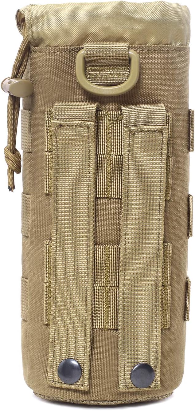 Tactical Molle Water Bottle Pouch Military Drawstring Open Top & Mesh Bottom Travel Water Bottle Holder Bag Tactical Hydration Carrier