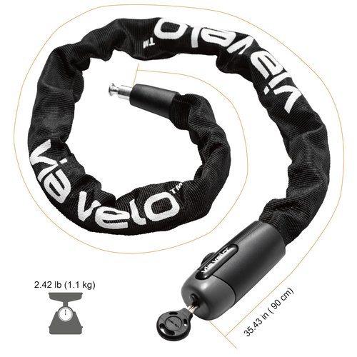 Via Velo Bike Lock 2 Sets U Lock Sold Secure Silver 15mm Shackle, 9x4.5in and Bike Chain Lock, 8mm Chain, 2.96ft Length, Same Key System 6 Keyed Alike Keys, for All Bikes, Electric Bikes