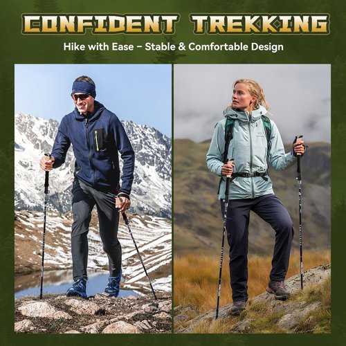 Thristride Our Aviation Grade Aluminum Alloy Trekking Poles - Strong, Lightweight, and Foldable - The Ultimate Companion for Hiking and Trekking! (110-125Centimeters)